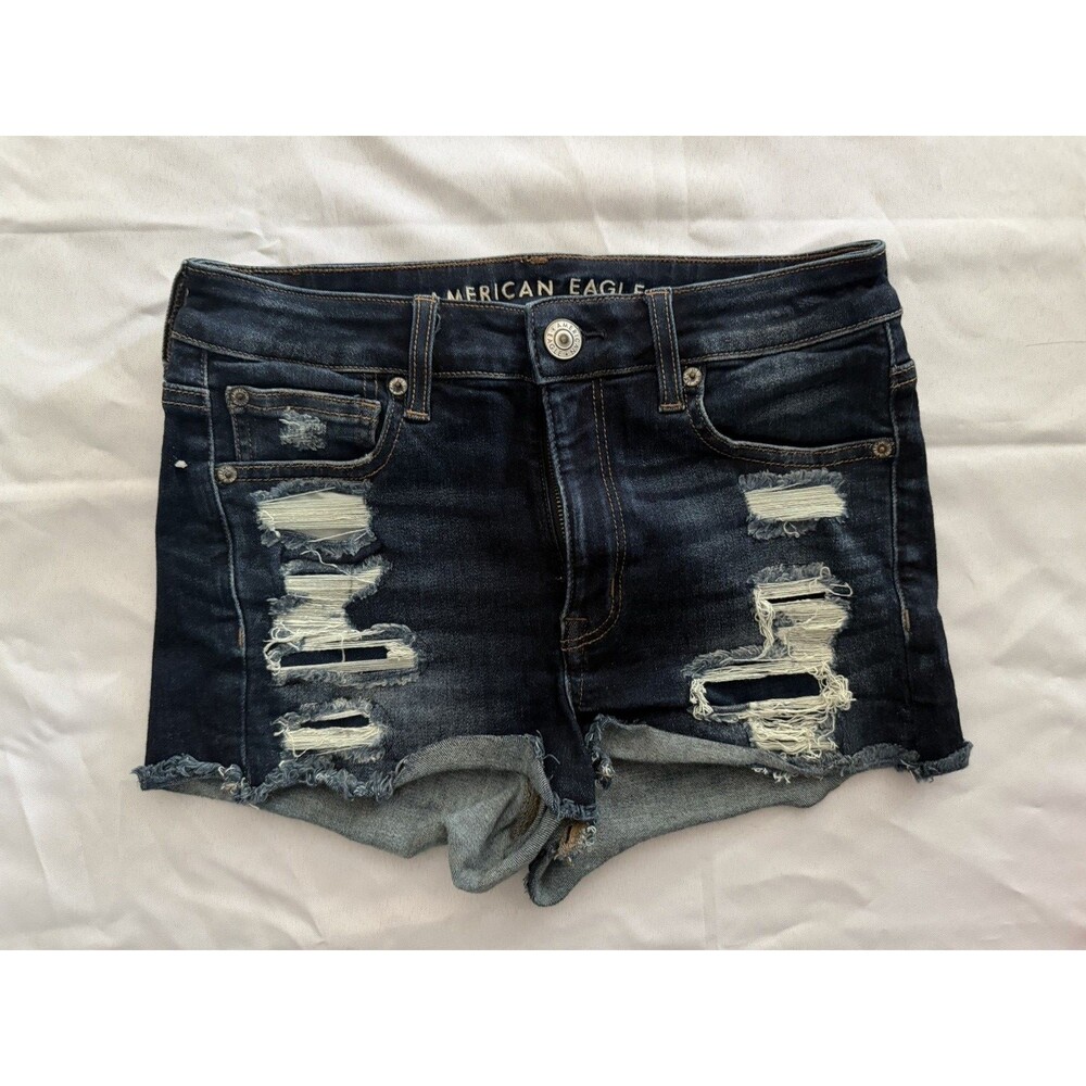 American Eagle Outfitters Hi Rise Shortie Size 6 Jean Shorts Cuffed Hem